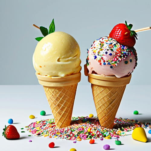Home 18 **Image Prompt:** A whimsical illustration of Hungarian noun cases as different flavored ice cream scoops. The nominative case is plain vanilla, accusative is chocolate with a "-t" sprinkle, dative is strawberry being given from one cone to another with "-nak/-nek" sprinkles, locative shows a scoop on a map with "-ban/-ben" sprinkles, and instrumental is lemon gelato shaped like a tool with "-val/-vel" sprinkles. Colorful, cartoon style.