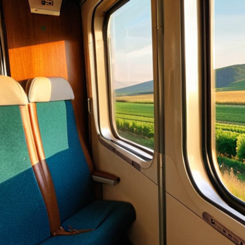Home 17 **Prompt 1: Serene Hungarian Rail Journey**
A passenger subtly visible, gazing out a large train window at the blurred, picturesque Hungarian countryside. The view showcases expansive, sun-drenched vineyards and rolling green hills, dotted with charming, sleepy villages under a soft, golden-hour sky. The scene emphasizes the tranquil, unhurried essence of 'slow travel' and deep immersion in the landscape, capturing the quiet magic of a European rail adventure. The train's interior is subtly warm and inviting.