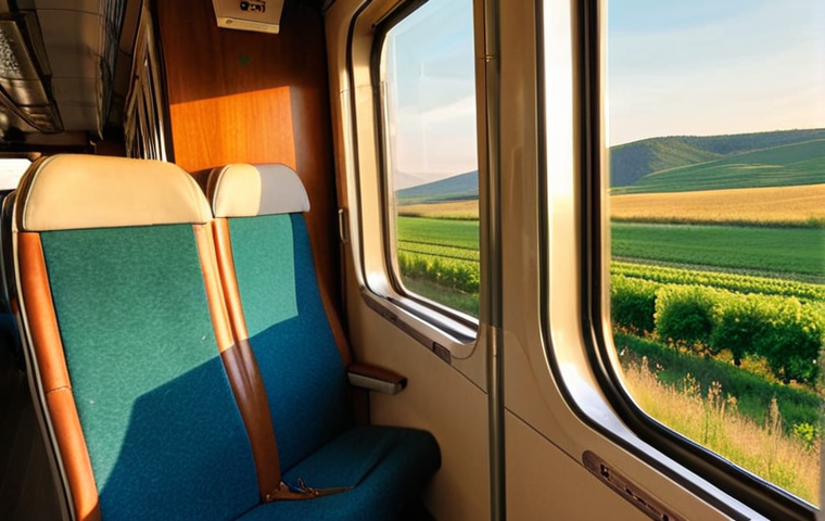 **Prompt 1: Serene Hungarian Rail Journey**
A passenger subtly visible, gazing out a large train window at the blurred, picturesque Hungarian countryside. The view showcases expansive, sun-drenched vineyards and rolling green hills, dotted with charming, sleepy villages under a soft, golden-hour sky. The scene emphasizes the tranquil, unhurried essence of 'slow travel' and deep immersion in the landscape, capturing the quiet magic of a European rail adventure. The train's interior is subtly warm and inviting.