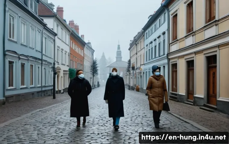 헝가리 코로나 대응 - A serene and empty European old town street during an early pandemic lockdown. Historic, detailed bu...