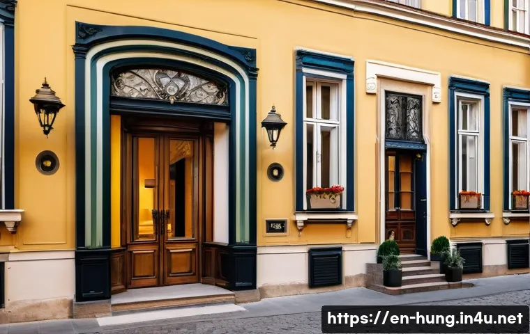 헝가리 숙박 추천 - A charming boutique hotel exterior in Budapest&rsquo;s historic District V, featuring a beautifully restor...